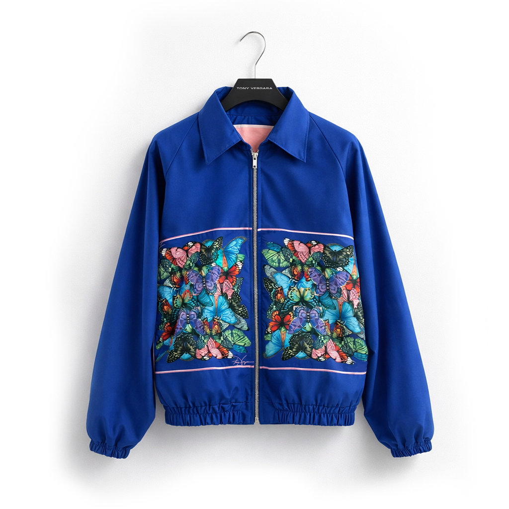 Cazadora Bomber Unisex Blue Morpho | Mariposas | Edición Limitada | Tony Vergara