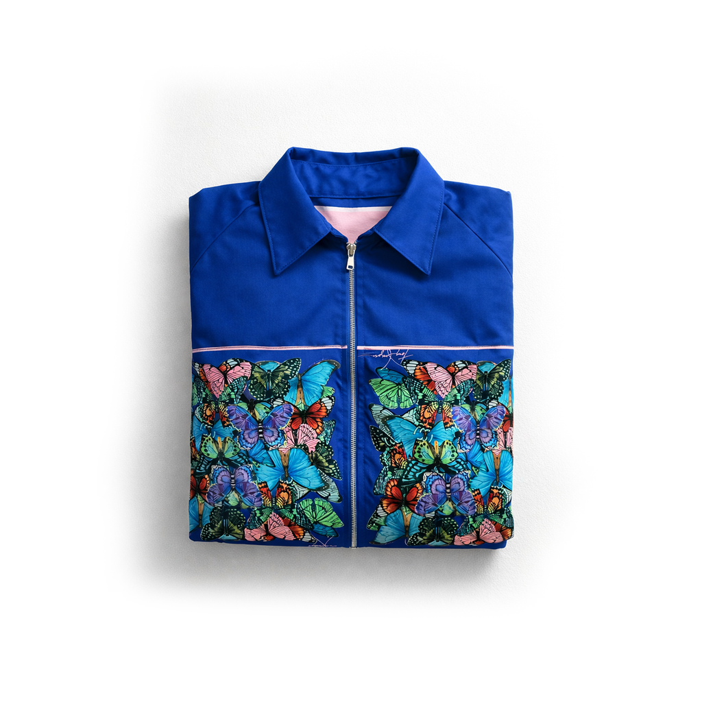 Cazadora Bomber Unisex Blue Morpho | Mariposas | Edición Limitada | Tony Vergara
