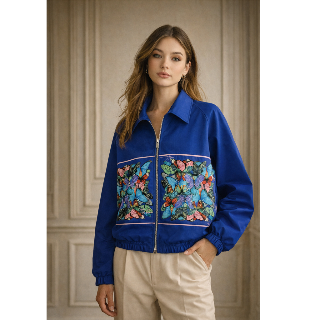 Cazadora Bomber Unisex Blue Morpho | Mariposas | Edición Limitada | Tony Vergara
