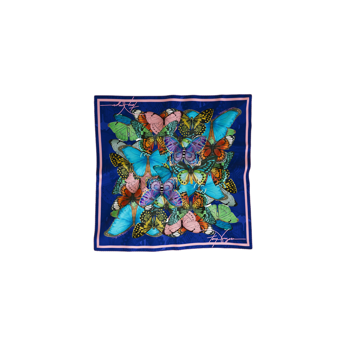 Dance of the Butterflies mini silk scarf by Tony Vergara