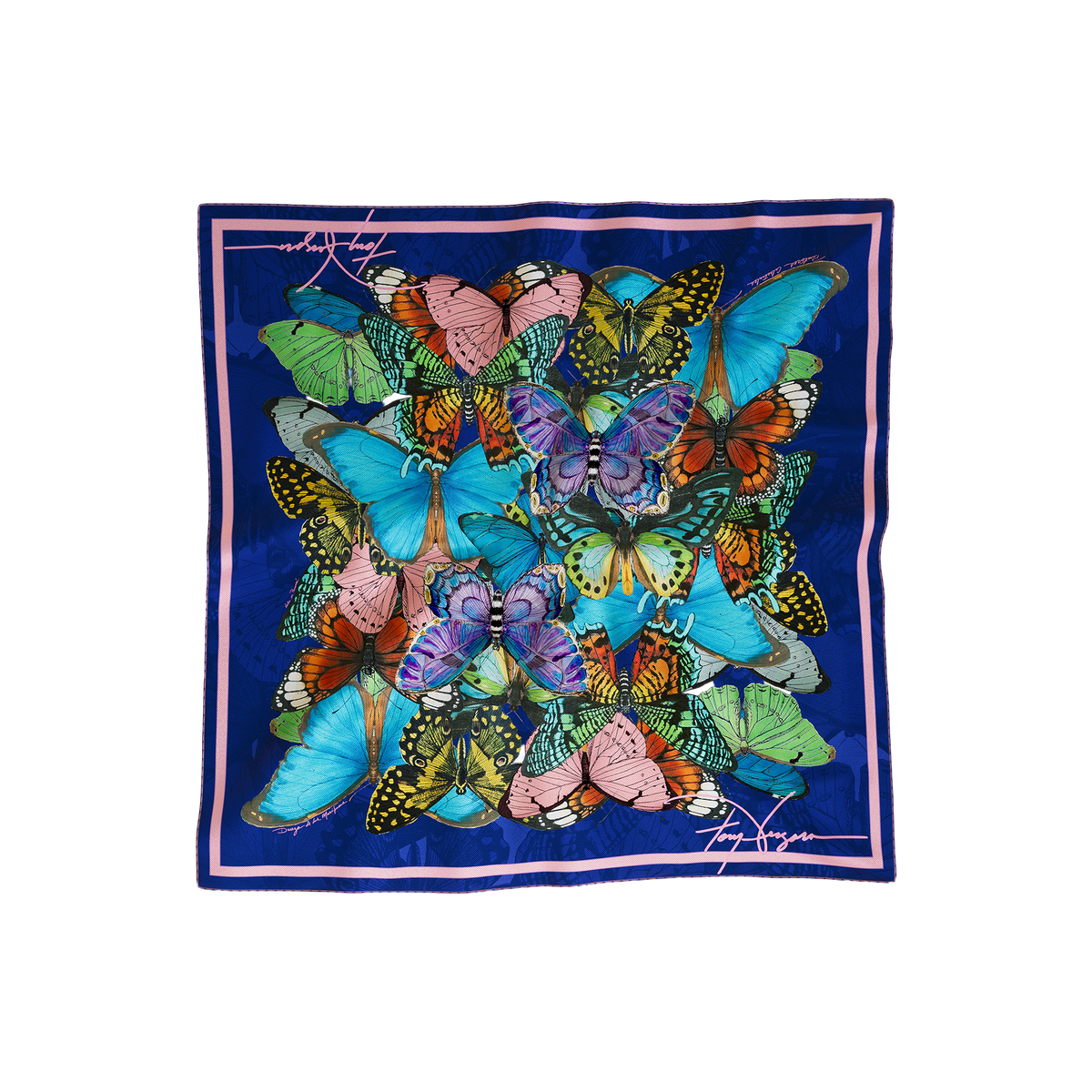 Dance of the Butterflies silk scarf 90 cm by Tony Vergara
